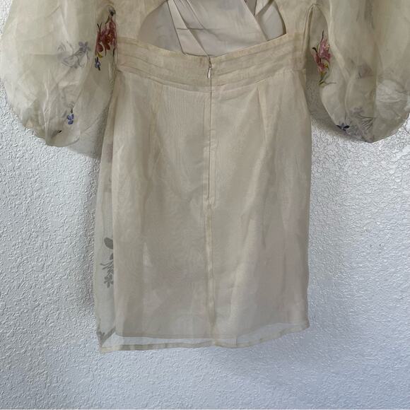 ASOS Design Floral Embroidered Organza Mini Dress in Cream Size 6 NWT - Picture 10 of 13